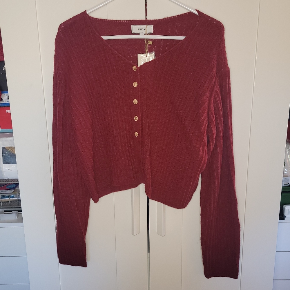 Rihoas red cardigan size small NWT